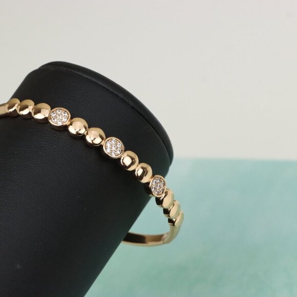 Elegant Rose Gold Bangle with Glossy Studded Circle Accents, XPBL0508 - Picture 8 of 12